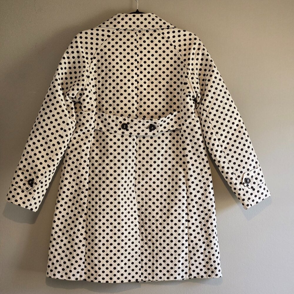 Weekend Max Mara Polka Dot Trench Coat Black White Belted Jacket Size 4 - Picture 2 of 16